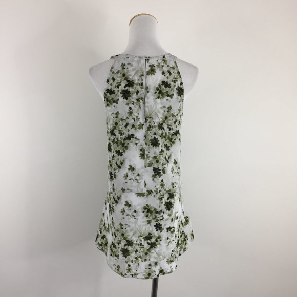 THEORY Gray Green Floral Print KALSTINN Calla 100% Silk High Neck Top - Picture 8 of 10